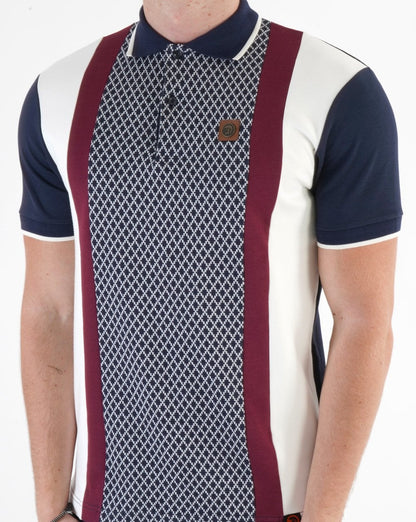 Trojan Poloshirt mit geometrischem Einsatz, Marineblau