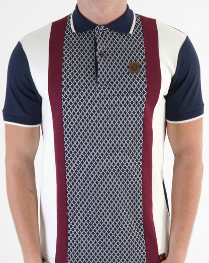 Trojan Poloshirt mit geometrischem Einsatz, Marineblau
