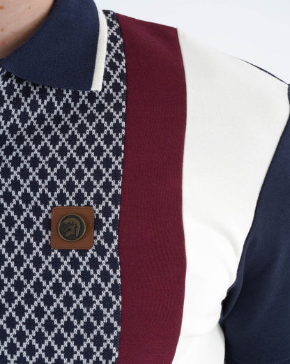 Trojan Poloshirt mit geometrischem Einsatz, Marineblau