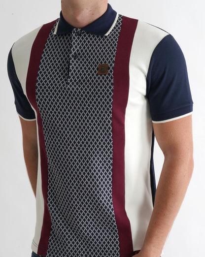 Trojan Poloshirt mit geometrischem Einsatz, Marineblau