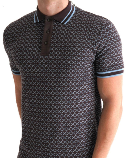 Ska &amp; Soul – Jacquard-Poloshirt mit Seilstreifen in Schokoladenbraun