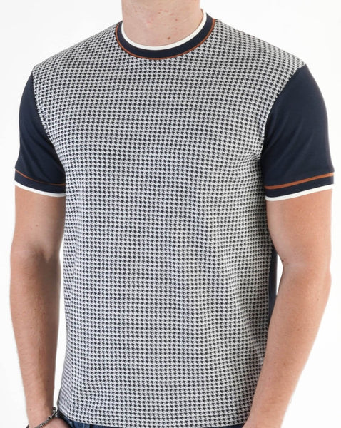 Ska & Soul Houndstooth Panel T-shirt Navy
