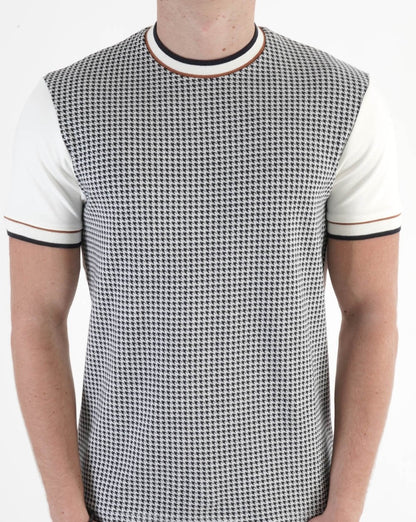 T-Shirt mit Hahnentrittmuster im Ska &amp; Soul-Stil, Ecru