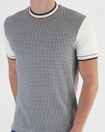 T-Shirt mit Hahnentrittmuster im Ska &amp; Soul-Stil, Ecru