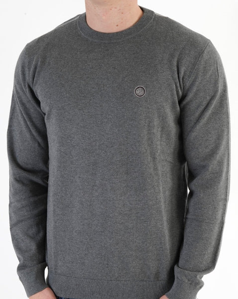 Pretty Green Tipped Knit Jumper Dark Grey