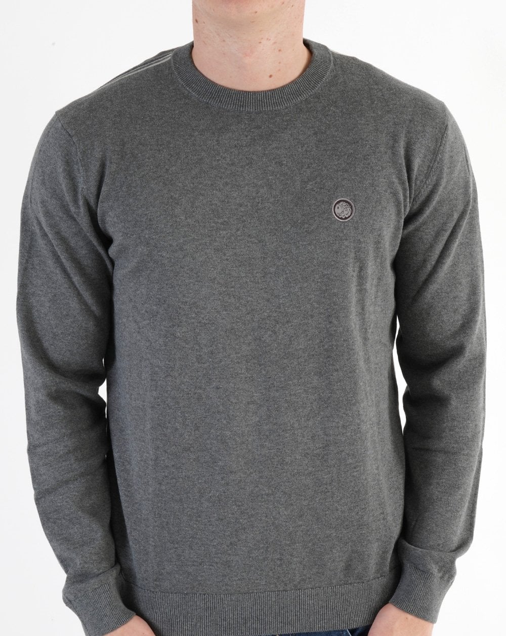 Pretty Green Tipped Knit Jumper Dark Grey