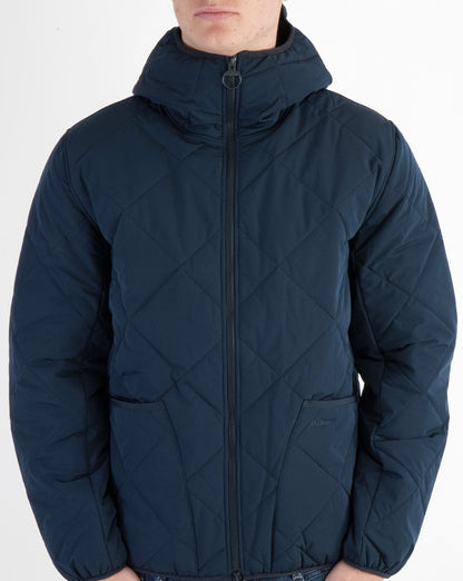 Barbour – Liddesdale – Steppjacke mit Kapuze in Marineblau