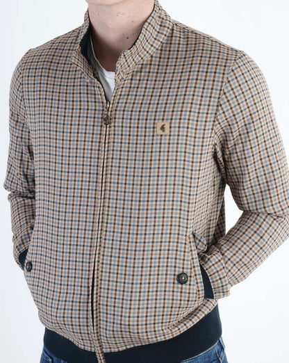 Gabicci Vintage Hadrian Karierte Harrington-Jacke Beige
