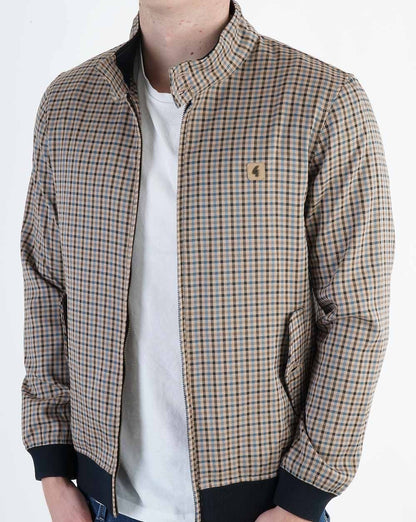 Gabicci Vintage Hadrian Karierte Harrington-Jacke Beige