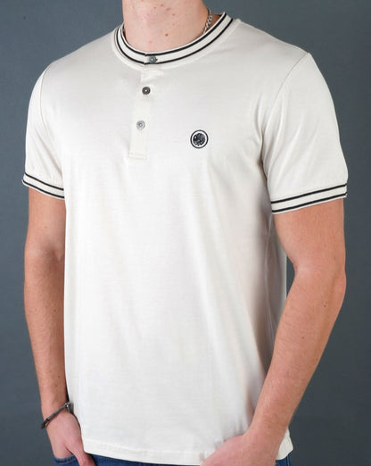 Pretty Green Beta Henley T-Shirt Stein