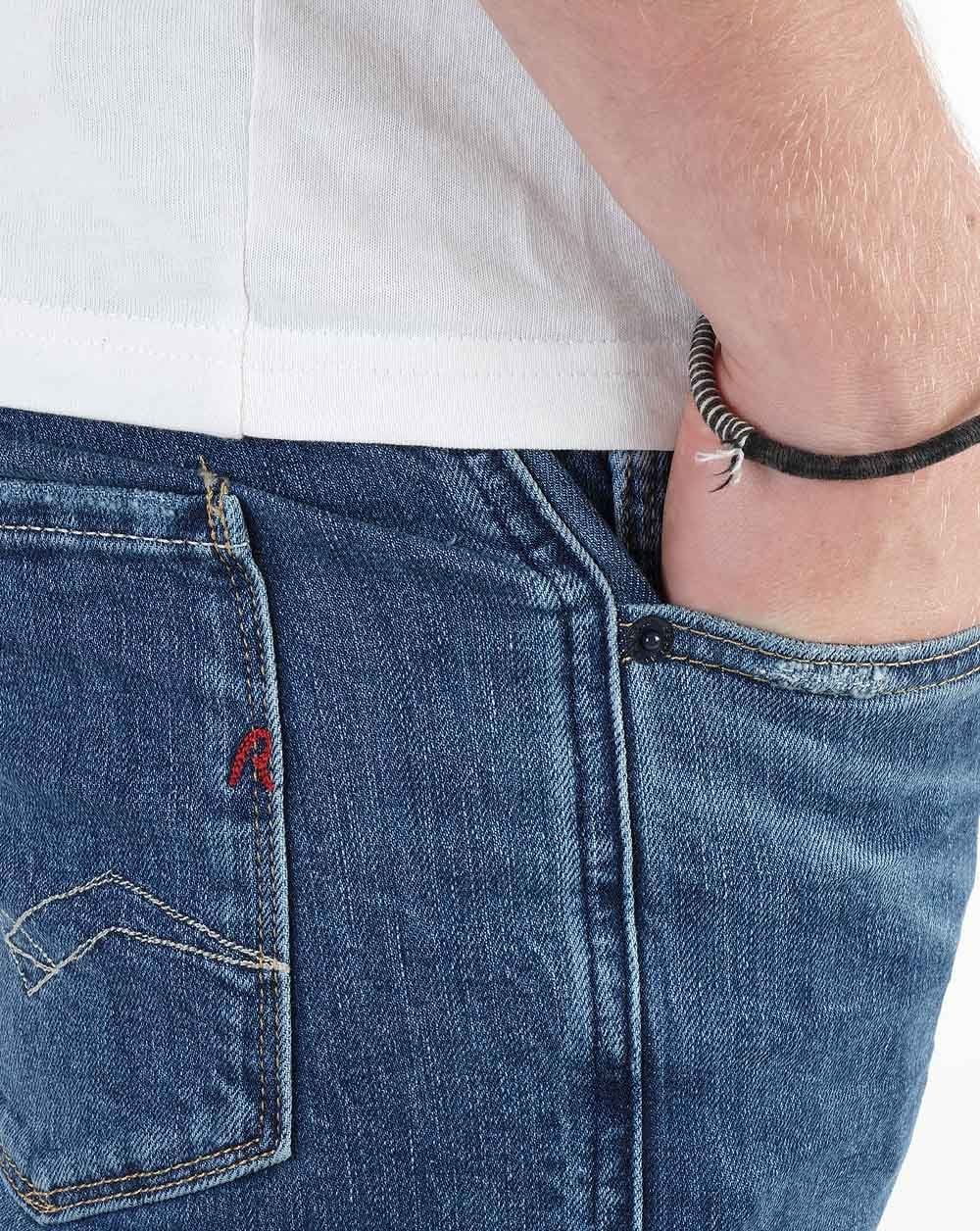 Replay Anbass Slim Fit Jeans Mittelblau
