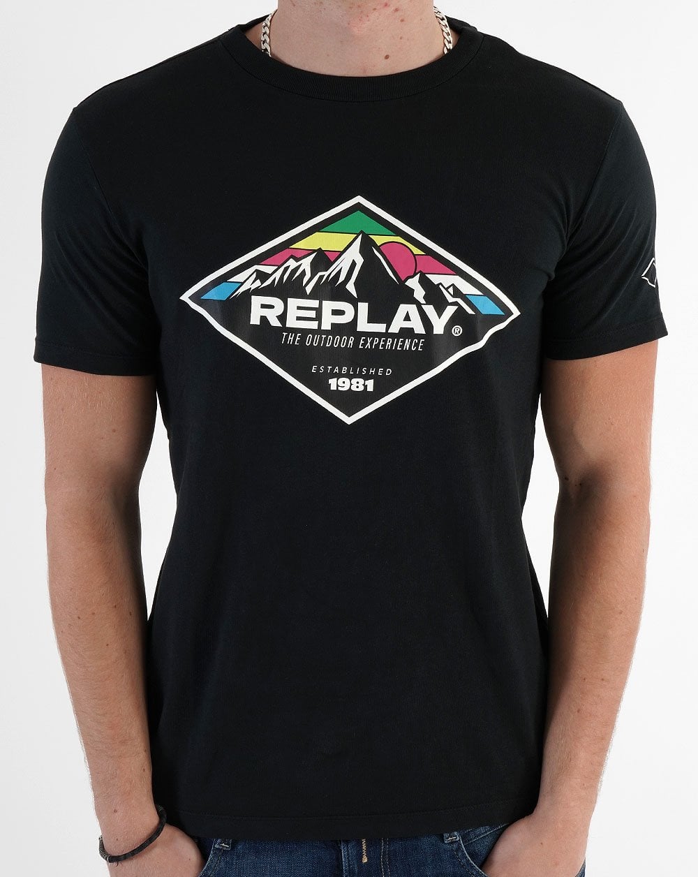 Replay Mountain Print T-shirt Black