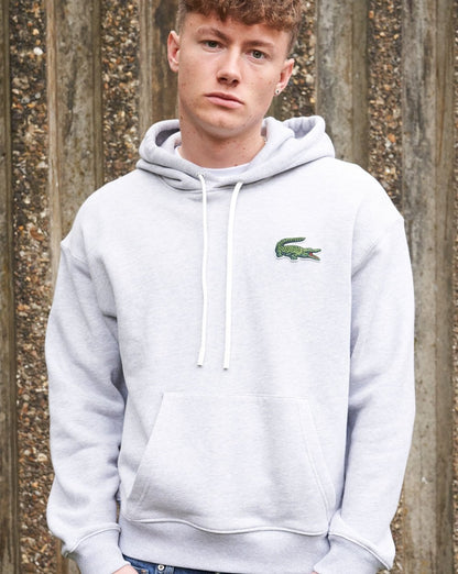 Lacoste – Big Croc – Kapuzenpullover in Silber