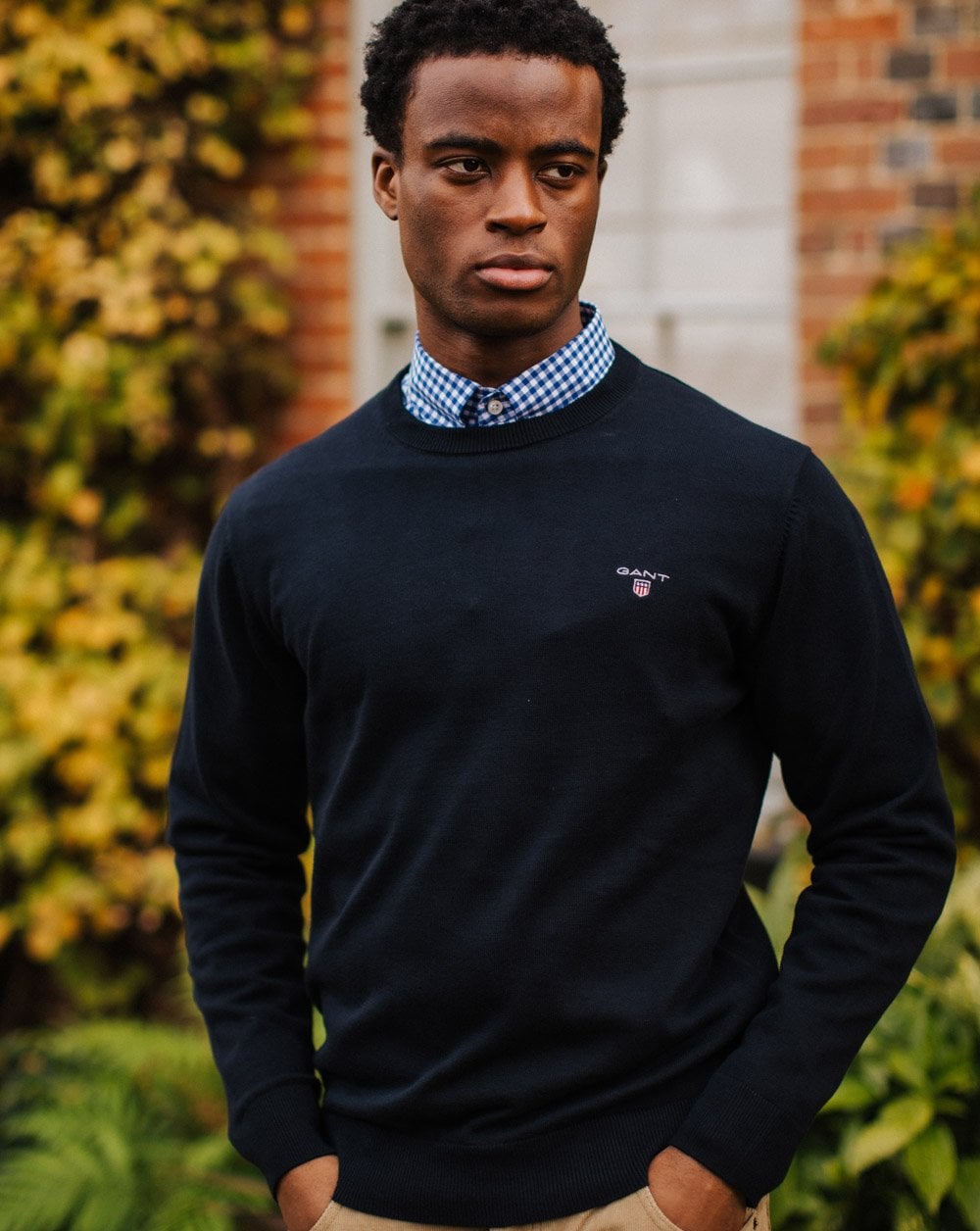 Gant – Klassischer Pullover mit Rundhalsausschnitt, Marineblau