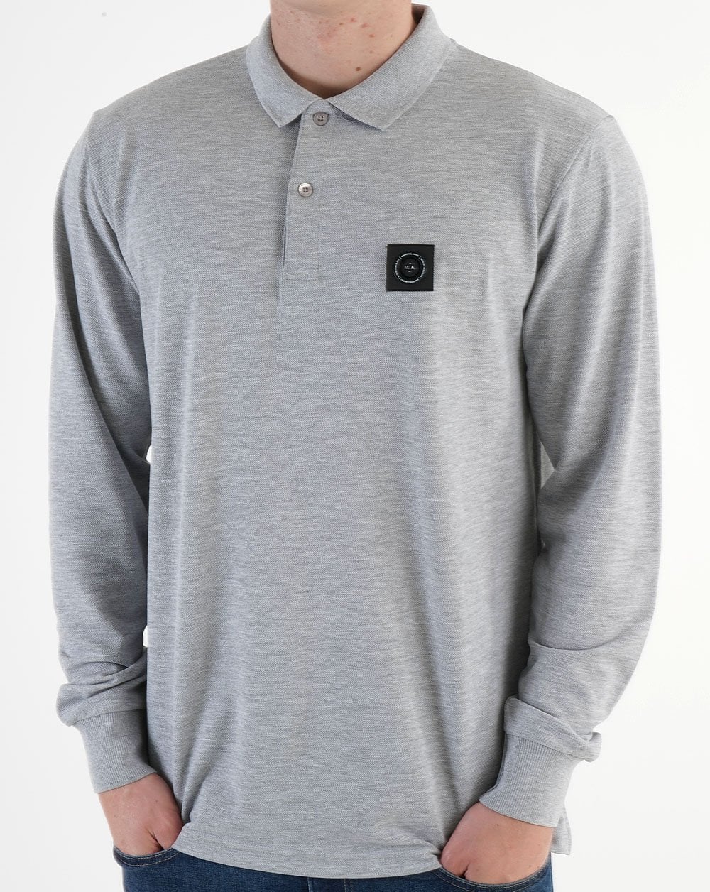 Marshall Artist Siren Long Sleeve Polo Grey Marl