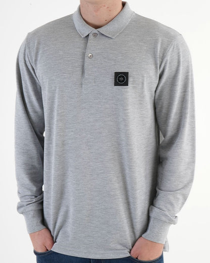 Marshall Artist Siren Langarm-Poloshirt Grau meliert