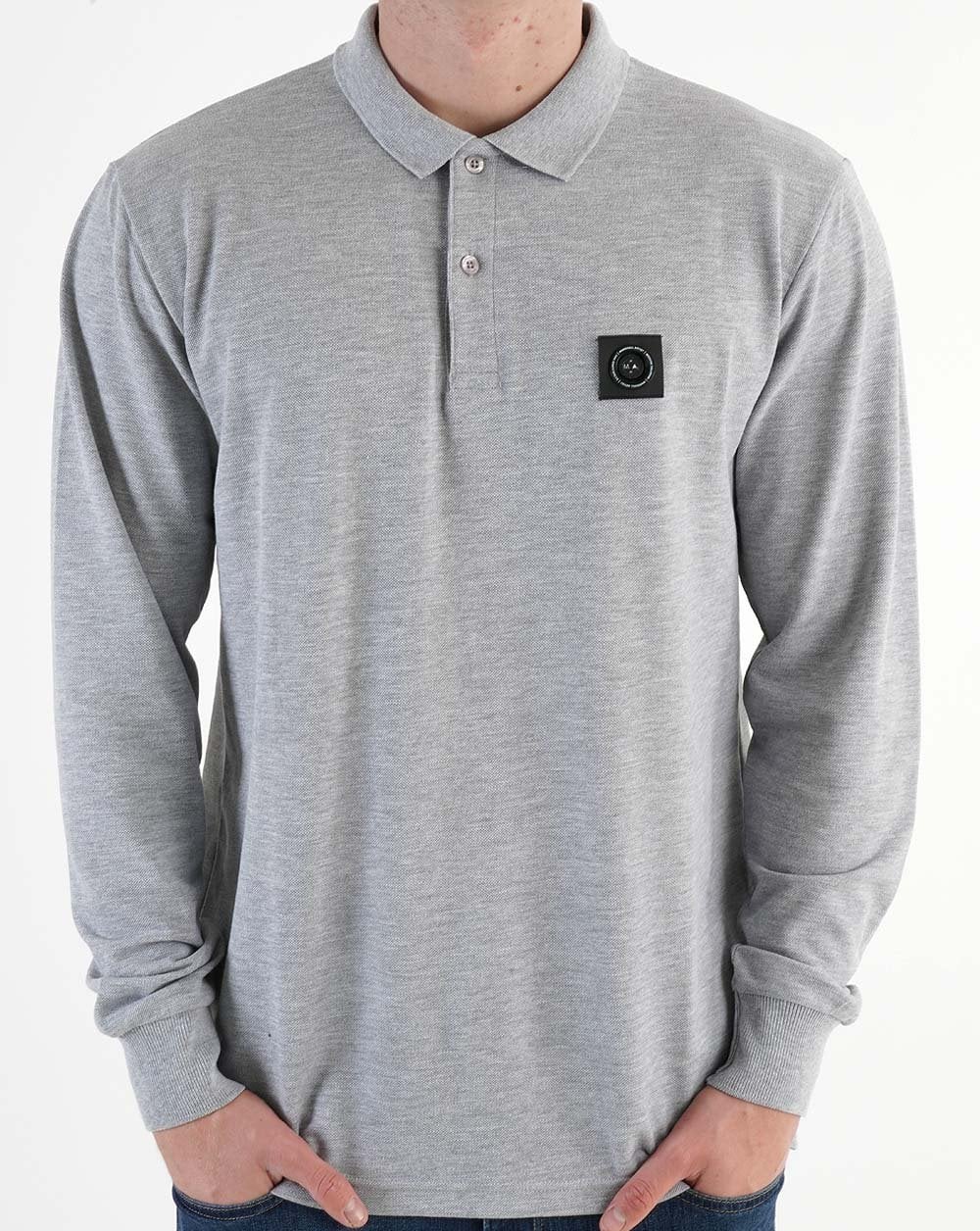 Marshall Artist Siren Long Sleeve Polo Grey Marl