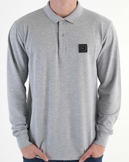 Marshall Artist Siren Langarm-Poloshirt Grau meliert