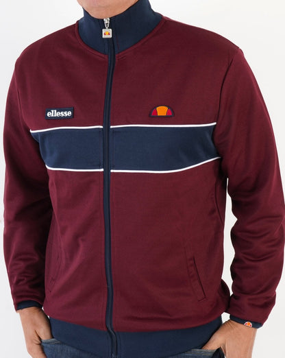 Ellesse Trainingsjacke mit Brustpaneelen Burgunderrot/Marineblau