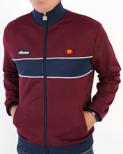 Ellesse Trainingsjacke mit Brustpaneelen Burgunderrot/Marineblau