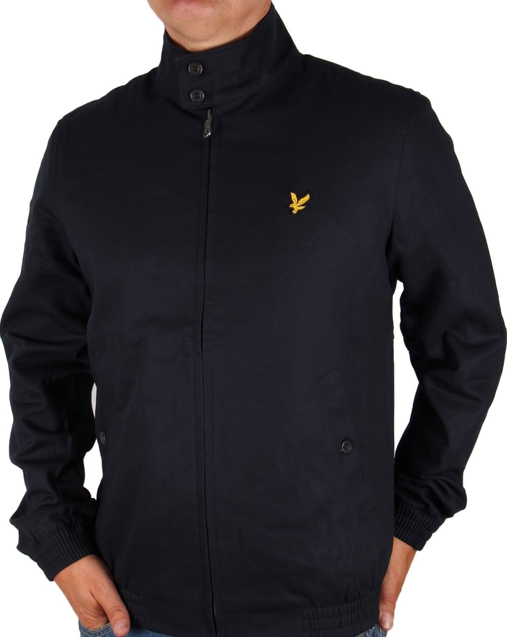 Lyle And Scott – Harrington-Jacke mit kariertem Futter in Marineblau