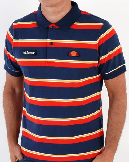 Ellesse Corp Poloshirt mit mehreren Streifen, Marineblau