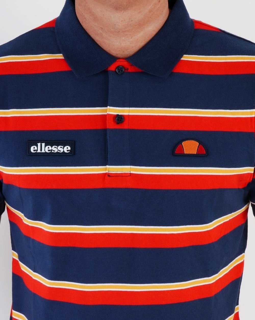 Ellesse Corp Poloshirt mit mehreren Streifen, Marineblau