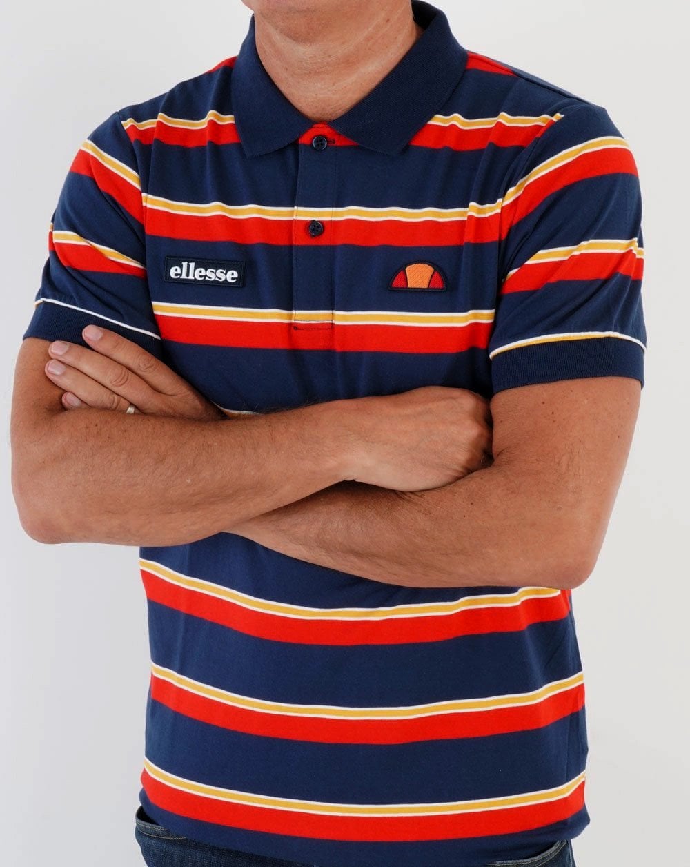 Ellesse Corp Poloshirt mit mehreren Streifen, Marineblau