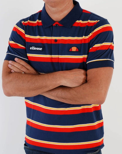 Ellesse Corp Poloshirt mit mehreren Streifen, Marineblau