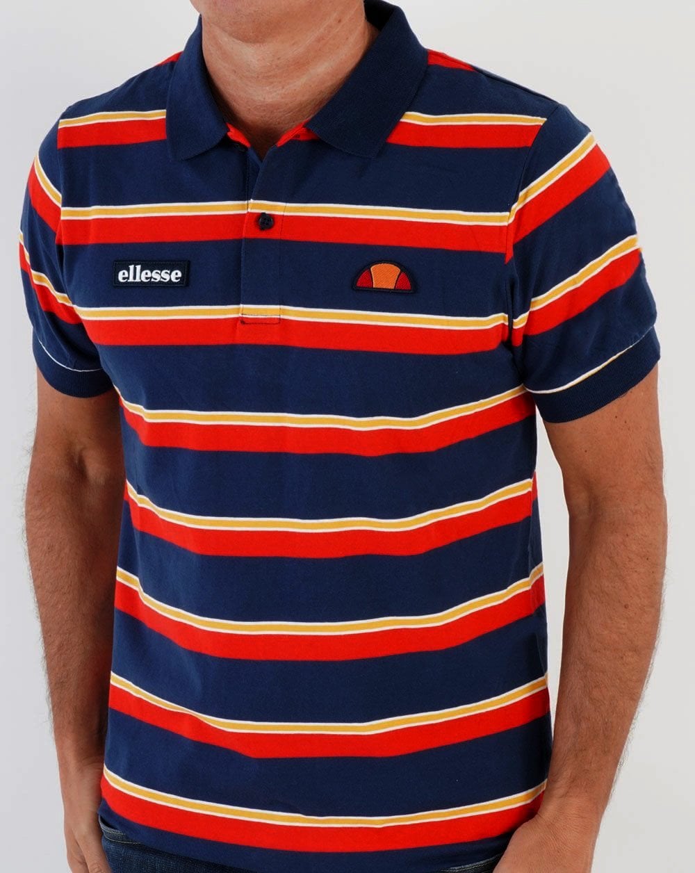 Ellesse Corp Poloshirt mit mehreren Streifen, Marineblau