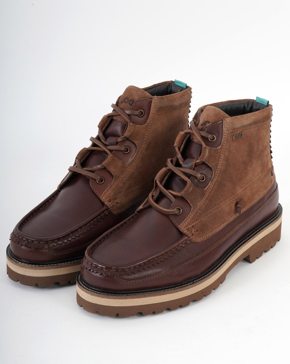 Pod Benedict Leder-Mokassinstiefel Kastanie