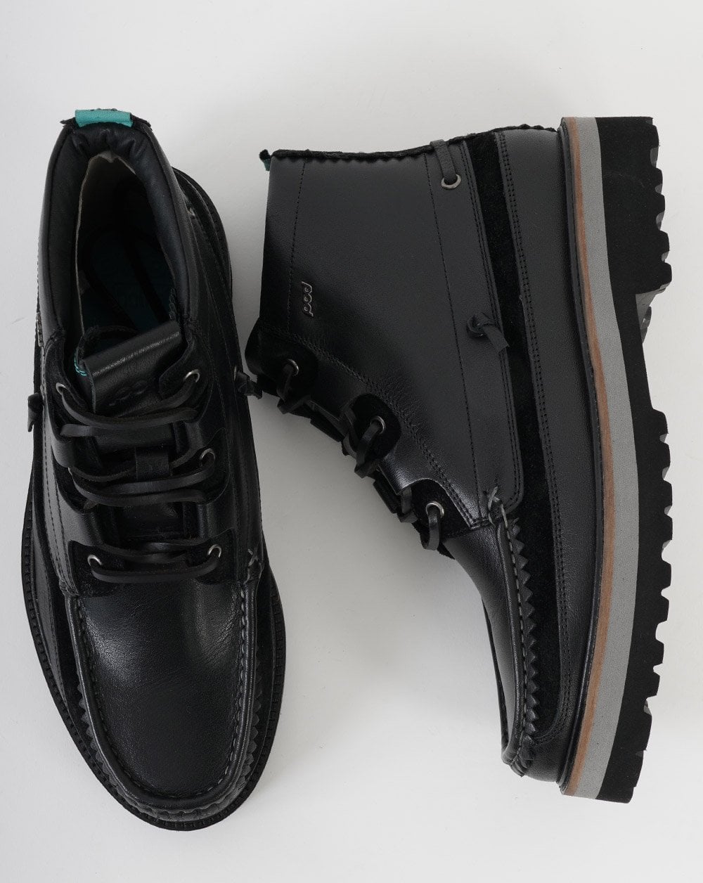 Pod Benedict Leder-Mokassinstiefel Schwarz
