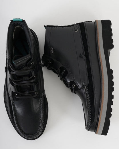 Pod Benedict Leder-Mokassinstiefel Schwarz