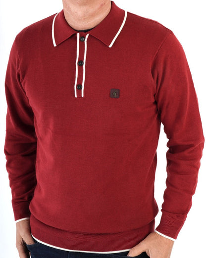Gabicci Vintage Lineker Langarm-Strick Dunkelrot