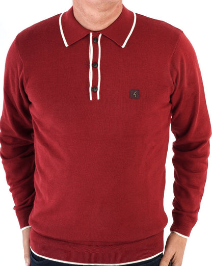 Gabicci Vintage Lineker Langarm-Strick Dunkelrot