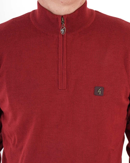 Gabicci Vintage Pullover mit 1/4-Reißverschluss, Dunkelrot