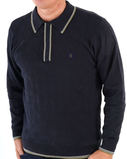 Gabicci Vintage Cannavale LS Strickpolo Marineblau