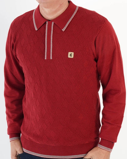 Gabicci Vintage Cannavale LS Strickpolo Rot