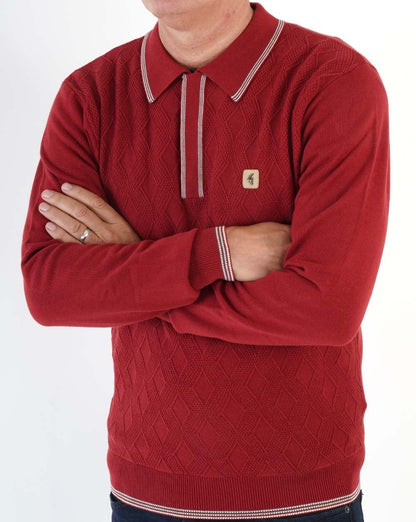 Gabicci Vintage Cannavale LS Strickpolo Rot