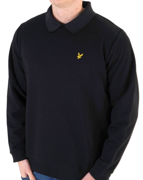 Lyle & Scott Collared Crew Neck Sweater Black