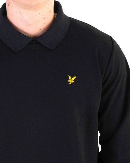 Lyle &amp; Scott – Pullover mit Rundhalsausschnitt und Kragen in Schwarz