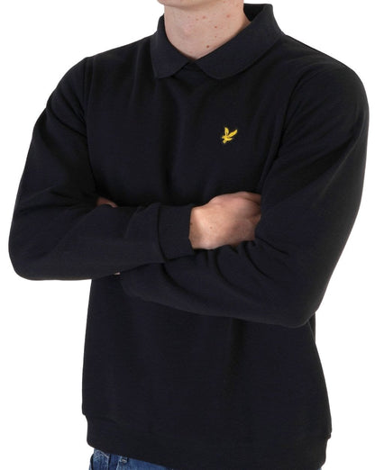 Lyle &amp; Scott – Pullover mit Rundhalsausschnitt und Kragen in Schwarz