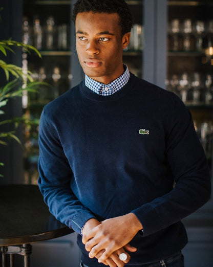 Lacoste – Strickpullover mit Rundhalsausschnitt, Marineblau