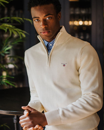 Gant Casual Cotton Half Zip Creme