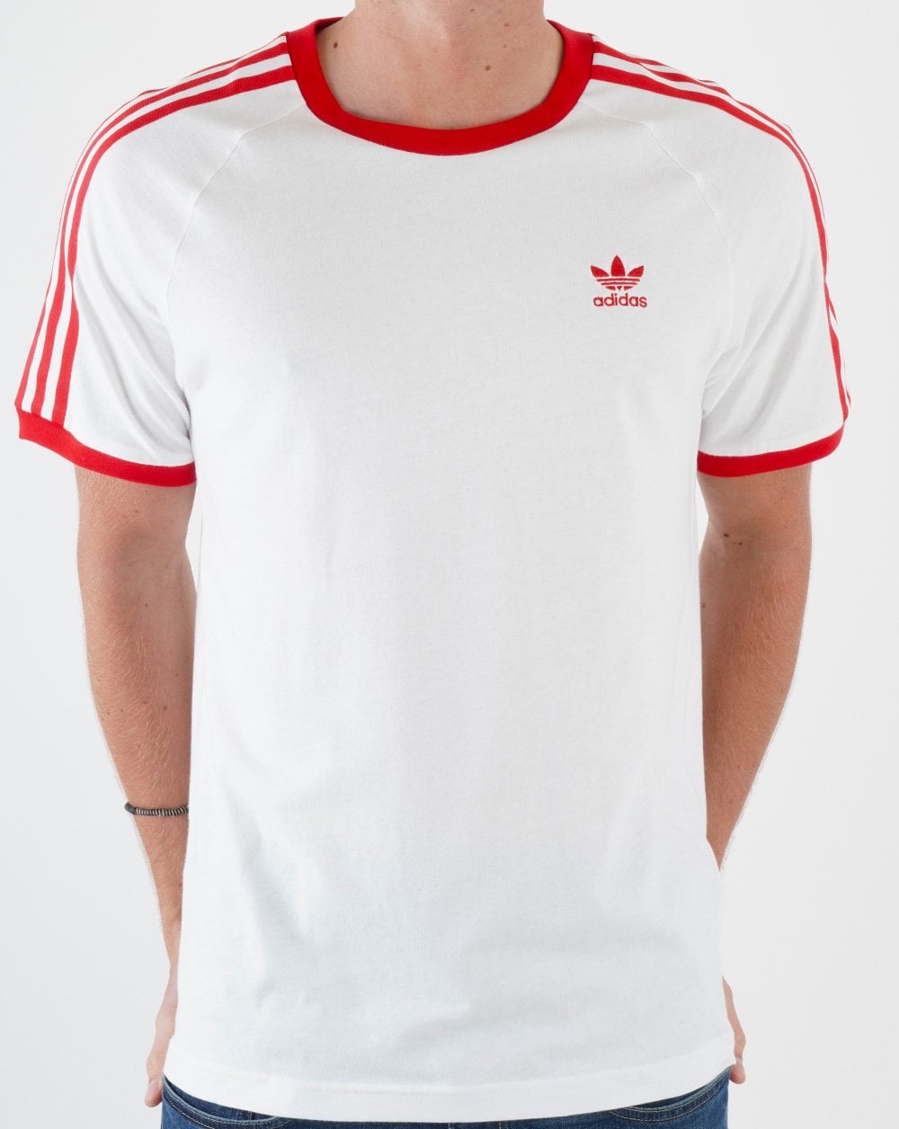Adidas Originals 3-Streifen T-Shirt Weiß/Rot
