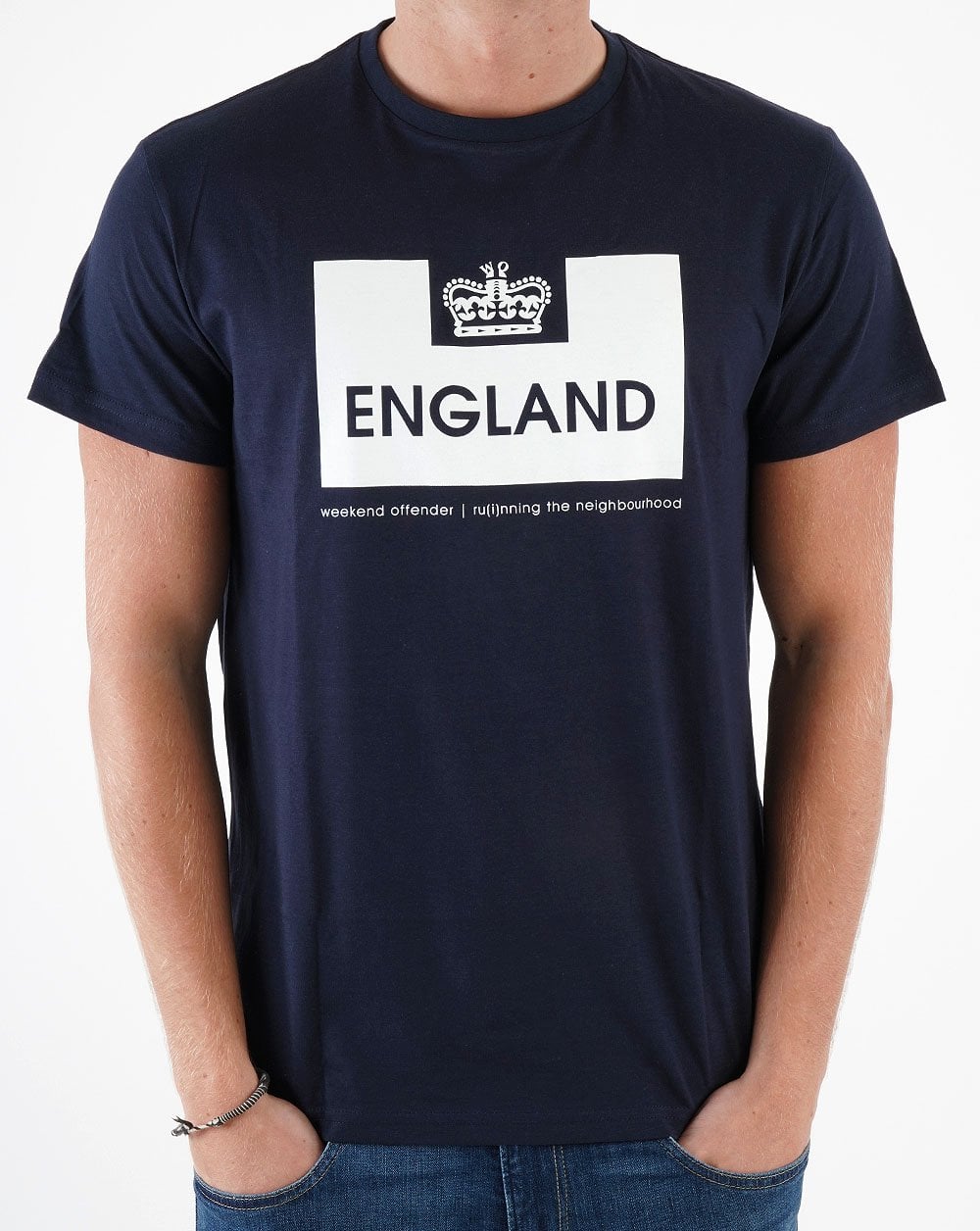 Weekend Offender England T-Shirt Marineblau/Weiß