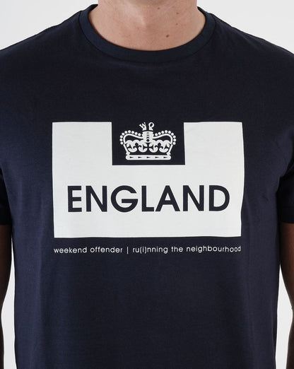 Weekend Offender England T-Shirt Marineblau/Weiß