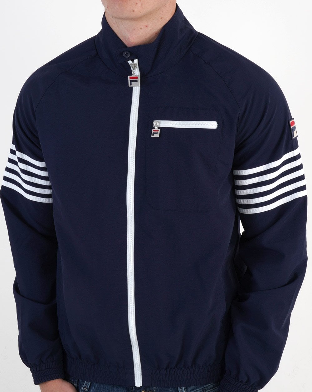 Fila Vintage 5-Streifen-Jacke Marineblau/Weiß