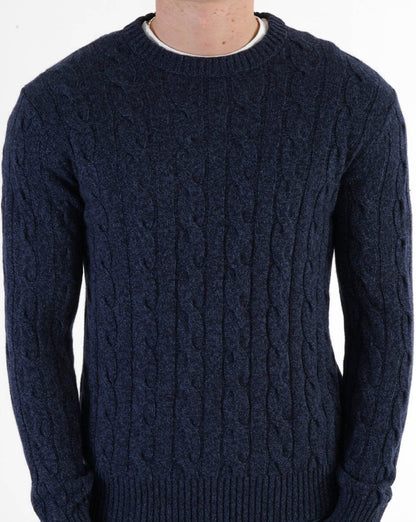 Benetton – Zopfmusterpullover in Marineblau