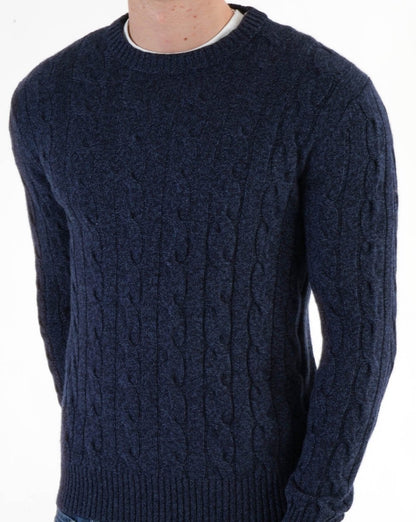 Benetton – Zopfmusterpullover in Marineblau